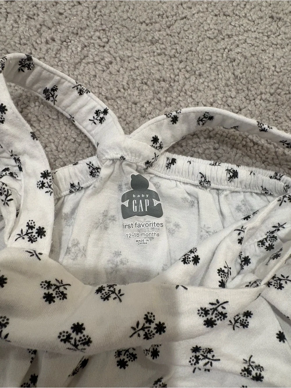 GAP White Floral Print Baby One-Piece